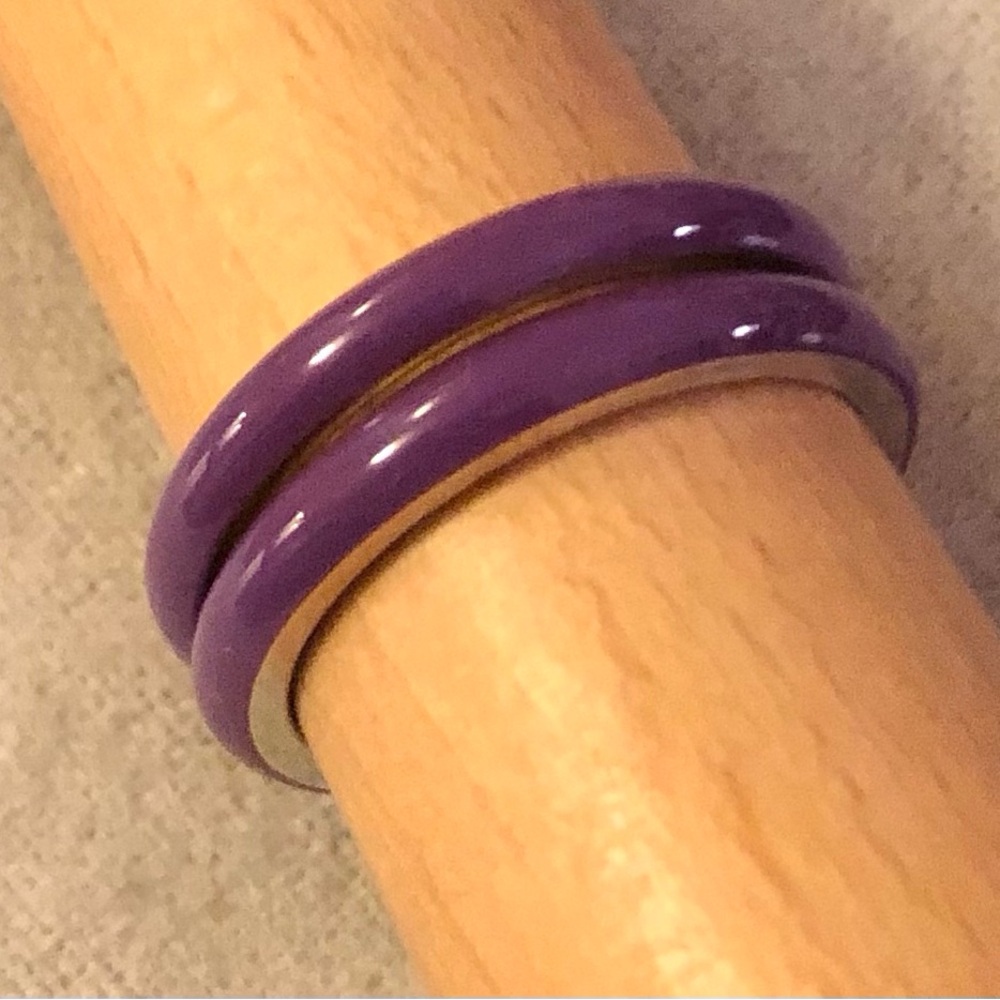 💜 VGUC Set of 2 Hidalgo Sterling Silver/Enamel Stackable Band Rings, SZ 9 💜